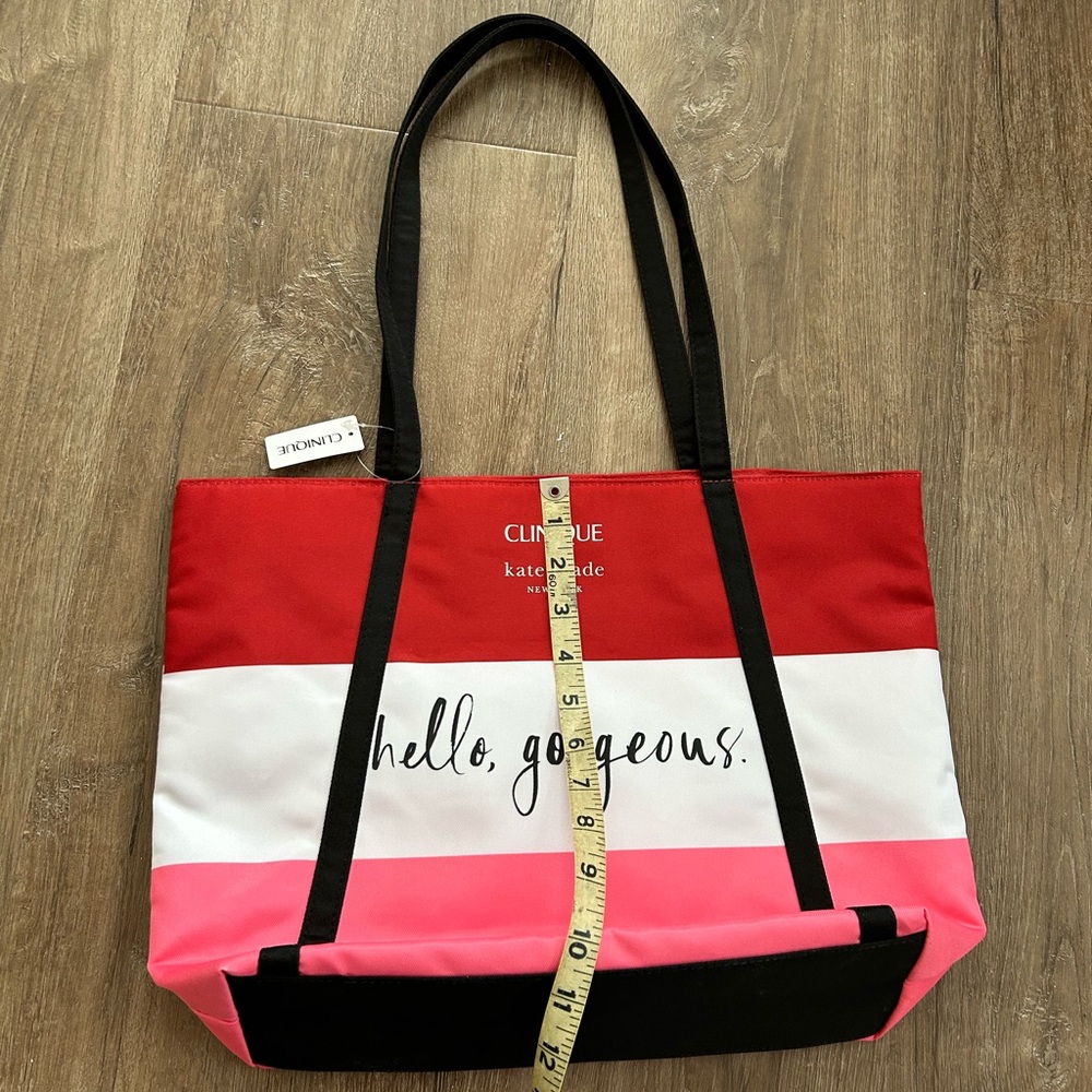KATE SPADE/Clinique NWT Stylish Red and Pink Tote Bag - Picture 4 of 5